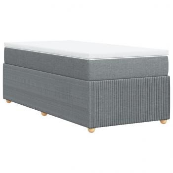 Boxspringbett mit Matratze Hellgrau 90x190 cm Stoff