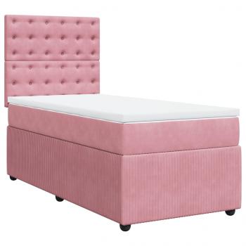 Boxspringbett mit Matratze Rosa 100x200 cm Samt