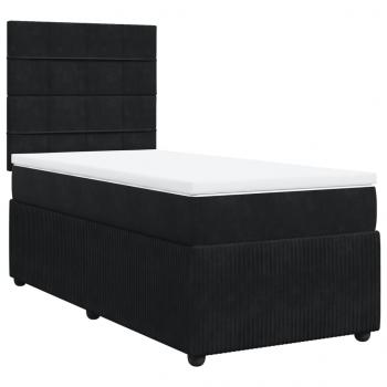 Boxspringbett mit Matratze Schwarz 100x200 cm Samt