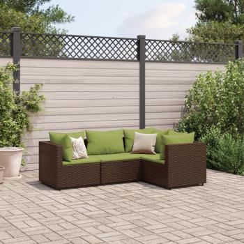 ARDEBO.de - 4-tlg. Garten-Lounge-Set mit Kissen Braun Poly Rattan