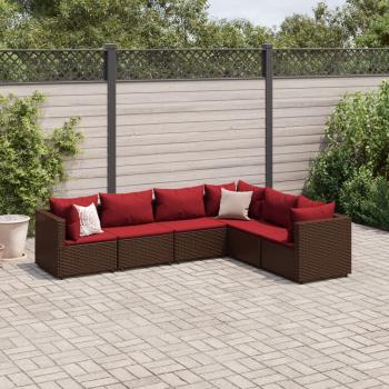 ARDEBO.de - 6-tlg. Garten-Lounge-Set mit Kissen Braun Poly Rattan