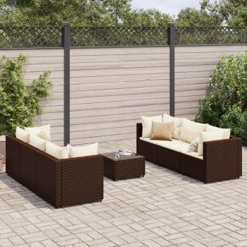 ARDEBO.de - 7-tlg. Garten-Lounge-Set mit Kissen Braun Poly Rattan