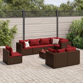 ARDEBO.de - 9-tlg. Garten-Lounge-Set mit Kissen Braun Poly Rattan