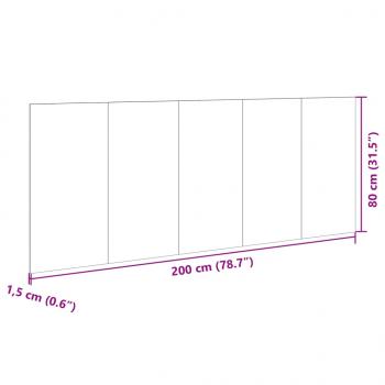 Kopfteil mit Nachttischen Schwarz 200 cm Holzwerkstoff