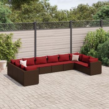 ARDEBO.de - 10-tlg. Garten-Lounge-Set mit Kissen Braun Poly Rattan