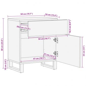 Nachttisch Braun 50x34x60 cm Massivholz Mango