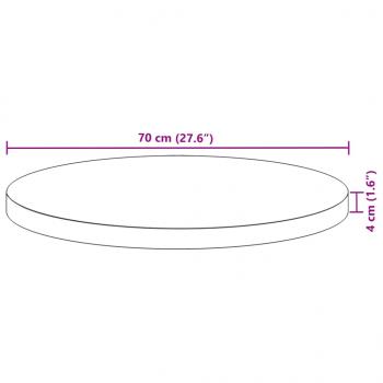 Tischplatte Rund Ø70x4 cm Massivholz Akazie