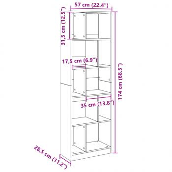 Bücherregal Schwarz 57x28,5x174 cm Holzwerkstoff