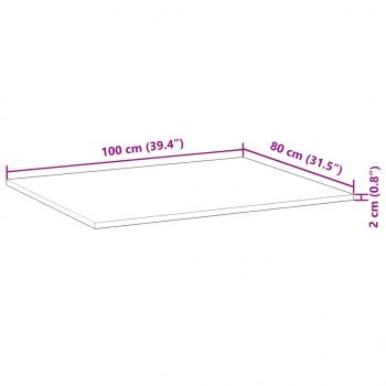 Tischplatte Rechteckig 100x80x2 cm Massivholz Akazie