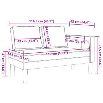 Chaiselongue mit Kissen Weinrot Samt