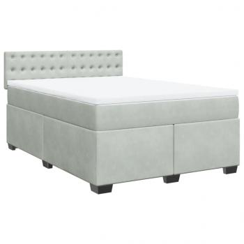 ARDEBO.de - Boxspringbett mit Matratze Hellgrau 140x190 cm Samt