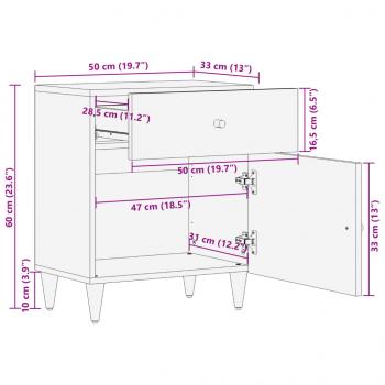 Nachttisch 50x33x60 cm Massivholz Mango