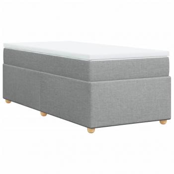 ARDEBO.de - Boxspringbett mit Matratze Hellgrau 100x200 cm Stoff