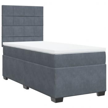 ARDEBO.de - Boxspringbett mit Matratze Dunkelgrau 90x190 cm Samt