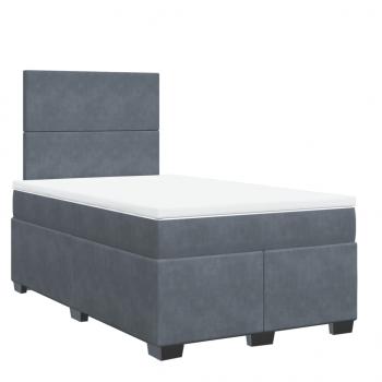 Boxspringbett mit Matratze Dunkelgrau 120x190 cm Samt