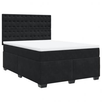 Boxspringbett mit Matratze Schwarz 140x190 cm Samt