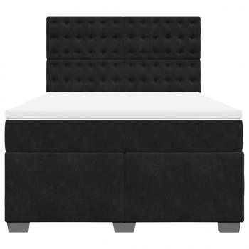 Boxspringbett mit Matratze Schwarz 140x190 cm Samt