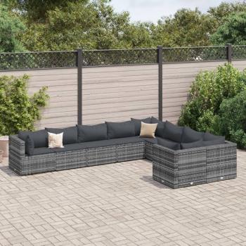 ARDEBO.de - 9-tlg. Garten-Sofagarnitur mit Kissen Grau Poly Rattan