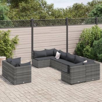 ARDEBO.de - 9-tlg. Garten-Sofagarnitur mit Kissen Grau Poly Rattan