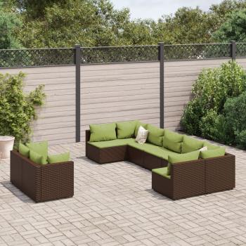 ARDEBO.de - 9-tlg. Garten-Sofagarnitur mit Kissen Braun Poly Rattan