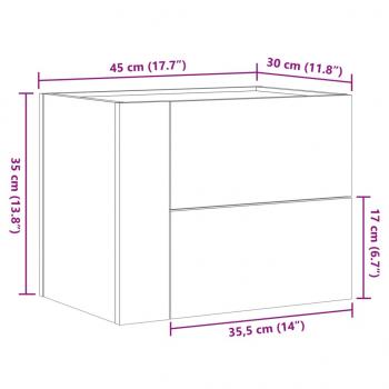 Wand-Nachttische 2 Stk. Braun Eichen-Optik 45x30x35 cm