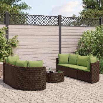 ARDEBO.de - 7-tlg. Garten-Sofagarnitur mit Kissen Braun Poly Rattan