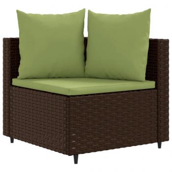 7-tlg. Garten-Sofagarnitur mit Kissen Braun Poly Rattan