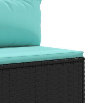 7-tlg. Garten-Sofagarnitur mit Kissen Schwarz Poly Rattan