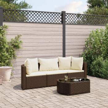 ARDEBO.de - 4-tlg. Garten-Sofagarnitur mit Kissen Braun Poly Rattan