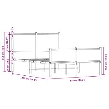 Metallbett ohne Matratze Eichen-Optik 120x200 cm