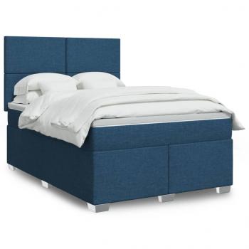 ARDEBO.de - Boxspringbett mit Matratze Blau 160x200 cm Stoff