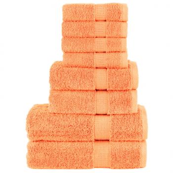 ARDEBO.de - 8 tlg. Premium-Handtuch-Set SOLUND Orange 600 g/m²