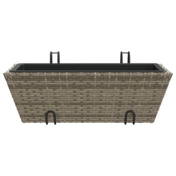 Pflanzkasten mit Haken 2 Stk. Grau Poly Rattan