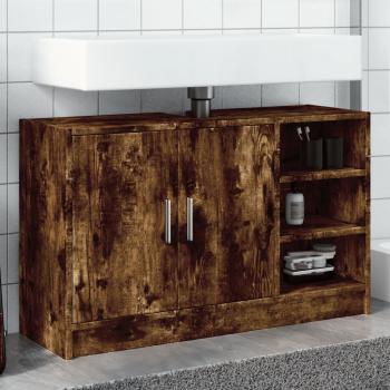 ARDEBO.de - Waschbeckenunterschrank Räuchereiche 90x29x55 cm Holzwerkstoff