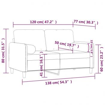 2-Sitzer-Sofa mit Zierkissen Weinrot 120 cm Samt