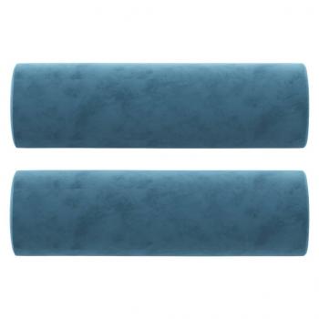 2-Sitzer-Sofa mit Zierkissen Blau 120 cm Samt