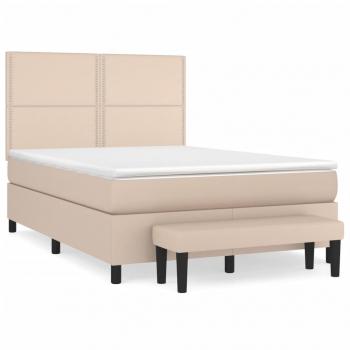 Boxspringbett Matratze Cappuccino-Braun 140x190cm Kunstleder