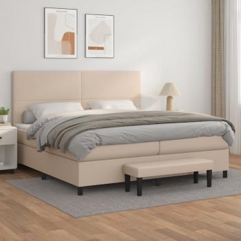 ARDEBO.de - Boxspringbett Matratze Cappuccino-Braun 200x200cm Kunstleder