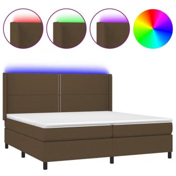 ARDEBO.de - Boxspringbett mit Matratze & LED Dunkelbraun 200x200 cm Stoff