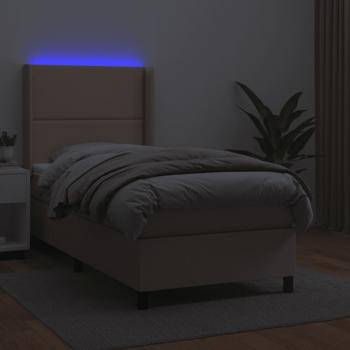 Boxspringbett mit Matratze & LED Cappuccino-Braun 90x200cm