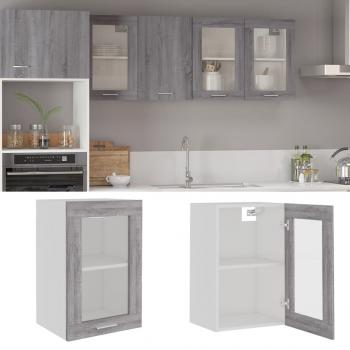 ARDEBO.de - Hängeschrank Glas Grau Sonoma 40x31x60 cm Holzwerkstoff