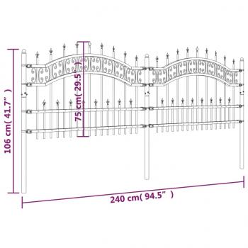 Gartenzaun mit Speerspitzen Schwarz 115 cm Stahl