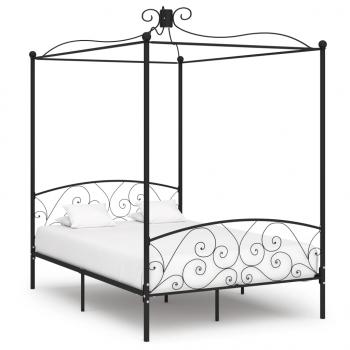 ARDEBO.de - Himmelbett-Gestell Schwarz Metall 140 x 200 cm