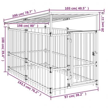 Outdoor-Hundezwinger mit Dach Stahl 1,88 m²