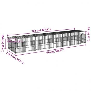 Outdoor-Hundezwinger mit Dach Stahl 15,02 m²