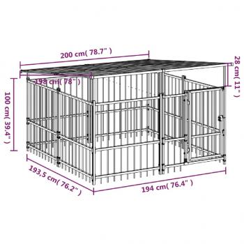 Outdoor-Hundezwinger mit Dach Stahl 3,75 m²