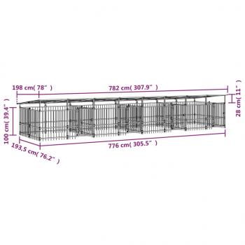 Outdoor-Hundezwinger mit Dach Stahl 15,02 m²