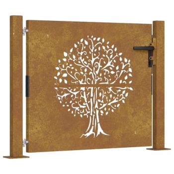 Gartentor 105x80 cm Cortenstahl Baum-Design