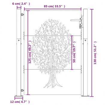 Gartentor 105x130 cm Cortenstahl Baum-Design