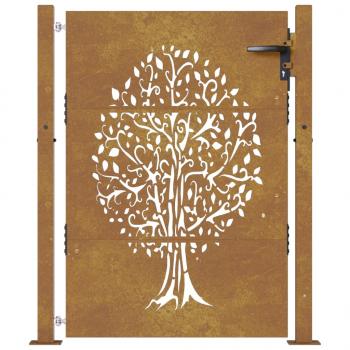 Gartentor 105x130 cm Cortenstahl Baum-Design